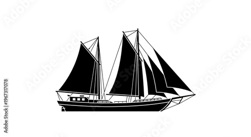 Sailing yacht with two sails.