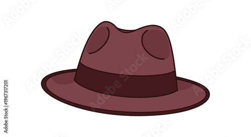 Classic brown fedora hat with a dark band isolated on a white background representing style and fashion.