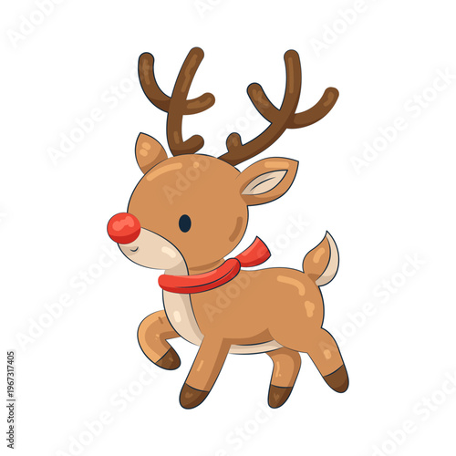 Illustration of Cute Reindeer Wearing a Red Scarf