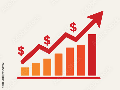 Rising Inflation Icon with Upward Arrow and Price Increase Concept Vector
