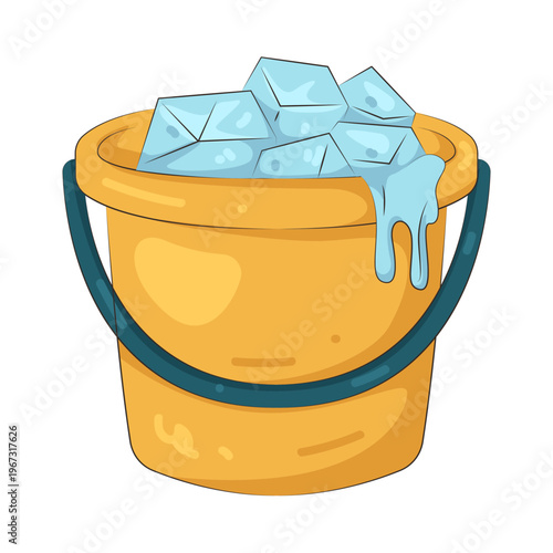 Illustration of Ice Cubes in a Bucket