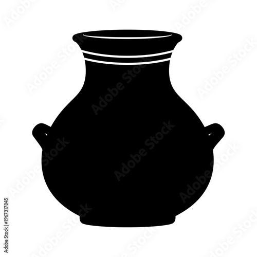 Elegant black vase silhouette with handles perfect for artistic design and decor.