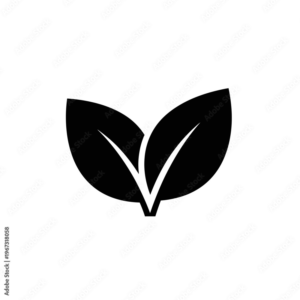 Obraz premium Simple black leaves illustration representing nature and growth in design.