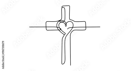 Cross with heart symbol combined.