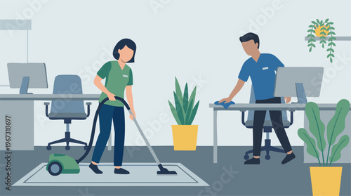 Professional cleaning services in a modern office environment
