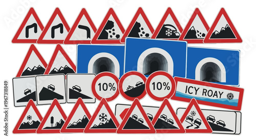 Road hazard warning signs.