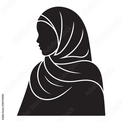 Black hijab woman icon representing modest fashion and cultural identity