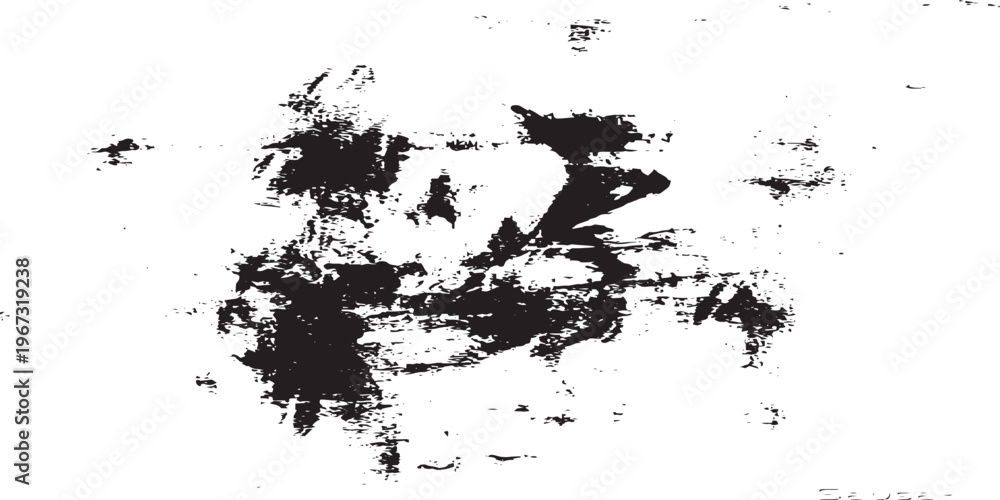 Naklejka premium Abstract Black Ink Splatter Texture on White Background.