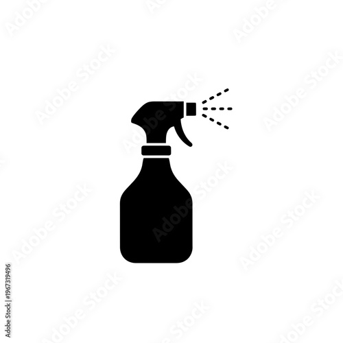 Black spray bottle icon representing cleaning and sanitizing solutions for hygiene.