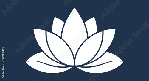 White Lotus Flower Icon Isolated.