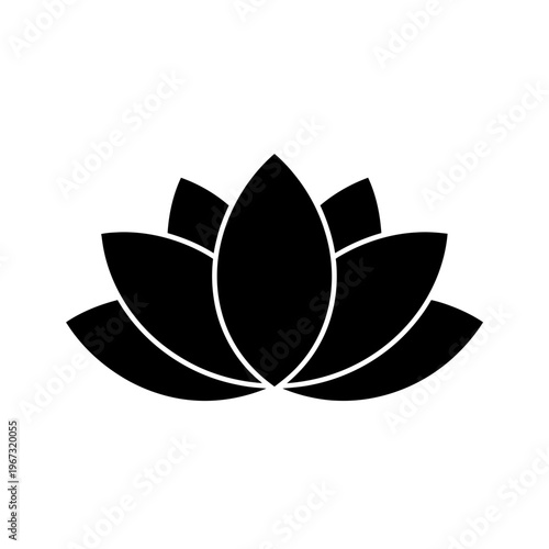 Elegant black lotus flower silhouette representing purity and enlightenment in design.