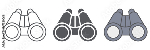 Binoculars line icon, optical and zoom, surveillance sign, vector graphics, a linear pattern on a white background.