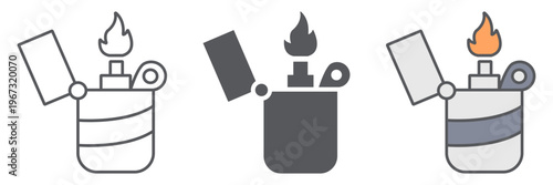 Lighter line icon, fire and burn, flame sign, vector graphics, a linear pattern on a white background.