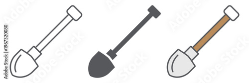 Shovel line icon, dig and tool, spade sign, vector graphics, a linear pattern on a white background.