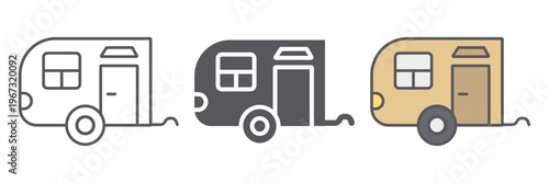 Trailer line icon, car and travel, vehicle sign, vector graphics, a linear pattern on a white background.
