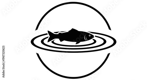 Black fish swimming in circle water.