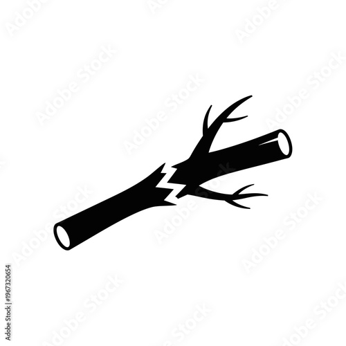 Broken branch illustration depicting fragility and damage with visible fracture.