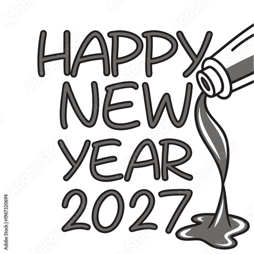 Happy new year 2027 greeting with champagne bottle
