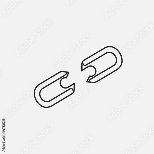 Broken chain link illustration representing disconnection and separation concept.
