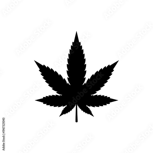 Silhouette of a cannabis leaf a symbol of nature and relaxation isolated on white background.