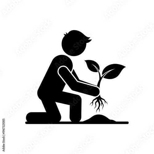 Person planting a seedling in the soil nurturing new life and growth.