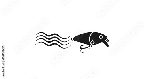 Black and white fishing lure closeup.