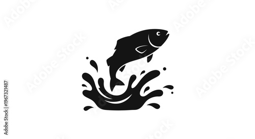 Black silhouette of a jumping fish.