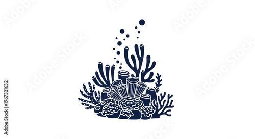 Diving helmet with seaweed underwater.