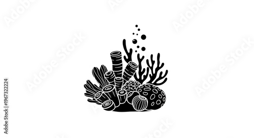 Coral Reef Marine Life Illustration.