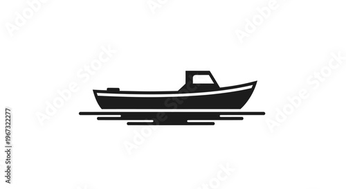 Small boat on the water surface.