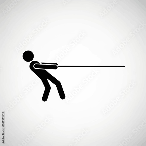 Person pulling rope with determination and focused effort concept of teamwork.