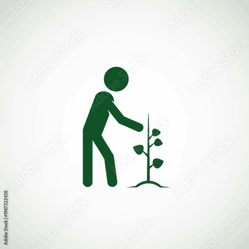 Person tending to a young plant nurturing growth and cultivating natures beauty.