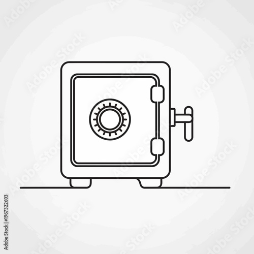 Secure safe illustration a detailed outline of a strongbox for financial security.
