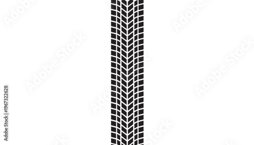 Tire track impression with black chevron pattern on a white background, representing off-road or racing grip.