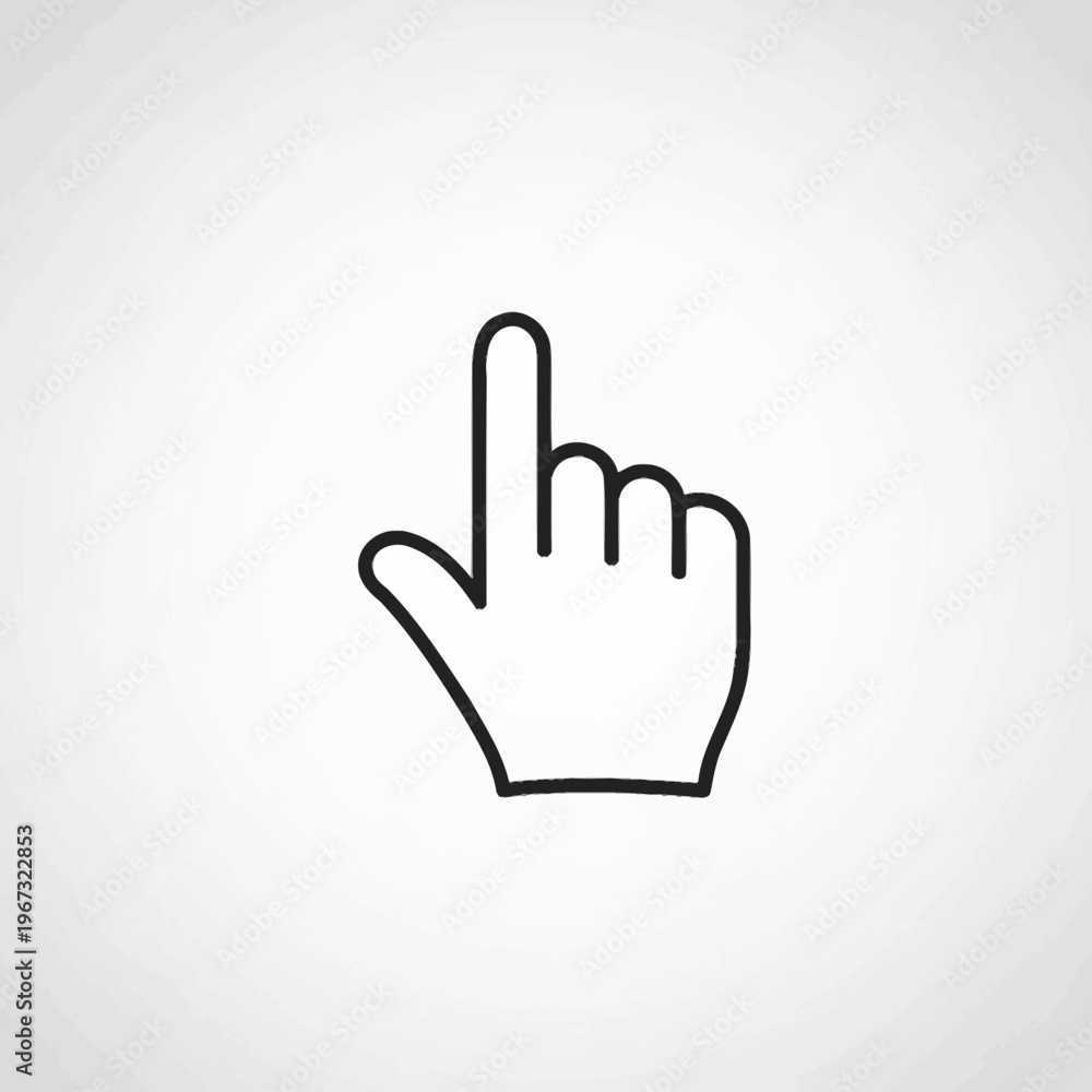 Fototapeta premium Simple hand cursor icon pointing upwards representing selection and interaction.