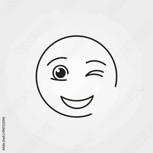 Simple line drawing of a winking smiley face on a white background.