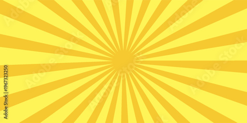 Yellow banner with Sun rays, yellow lines background, light