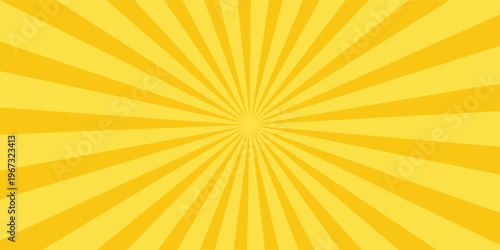 Yellow banner with Sun rays, yellow lines background, light