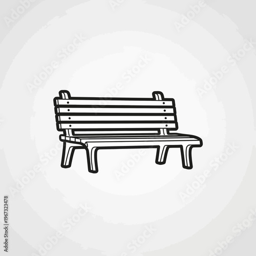 Simple park bench illustration with a backrest and four legs perfect for outdoor seating.