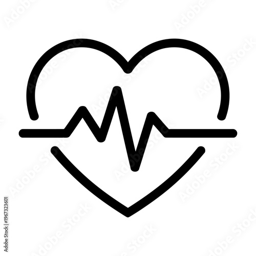 Vector icon of a heart with a pulse line representing health and vital signs