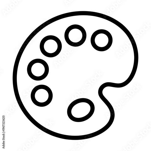 Vector of a paint palette with six round wells for colors