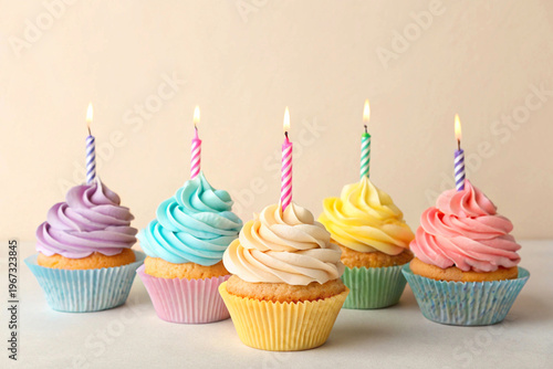 birthday cupcake with candles