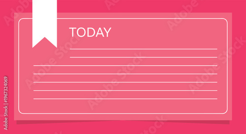 Pink note template with the word today and horizontal lines for writing tasks or daily schedules in a simple layout.