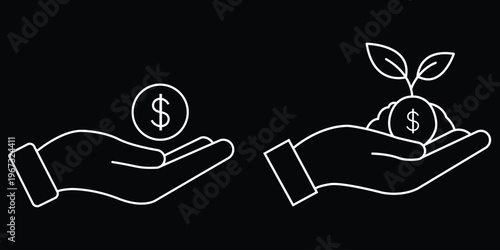 Financial investment icon set. Financial Assistance and Generosity symbol. vector illustration.