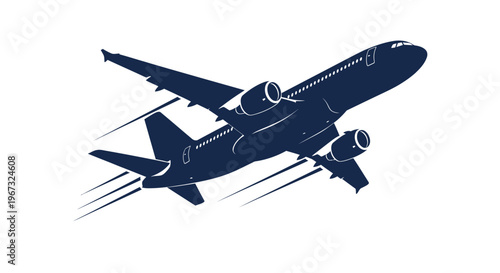 Airplane taking off, a symbol of travel and aviation.