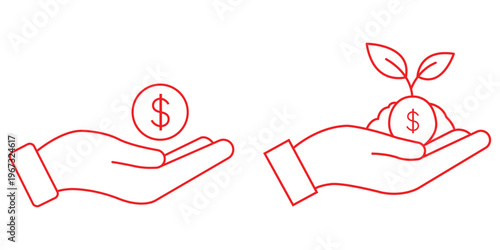 Financial investment icon set. Financial Assistance and Generosity symbol. vector illustration.