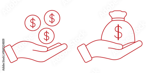Financial investment icon set. Financial Assistance and Generosity symbol. vector illustration.