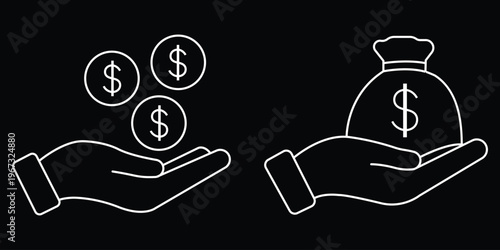 Financial investment icon set. Financial Assistance and Generosity symbol. vector illustration.