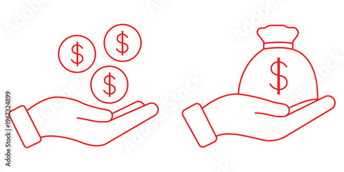 Financial investment icon set. Financial Assistance and Generosity symbol. vector illustration.