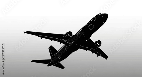 Silhouette of a commercial airplane taking off against a clear sky, symbolizing travel and aviation.